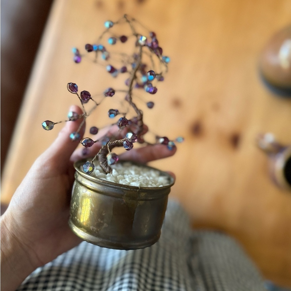 Vintage small Purple Gemstone Tree in Brass Pot - Picture 6 of 6